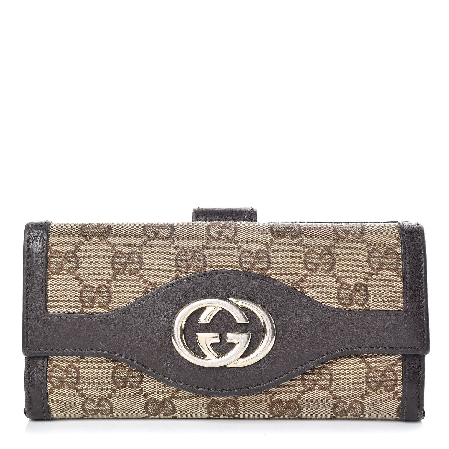 Gucci Monogram Margaux Calfskin Sukey Continental Organizer Wallet Beige Ebony Cocoa 1 of 12