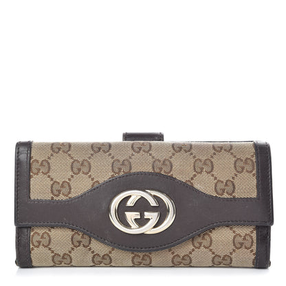 Gucci Monogram Margaux Calfskin Sukey Continental Organizer Wallet Beige Ebony Cocoa 1 of 12