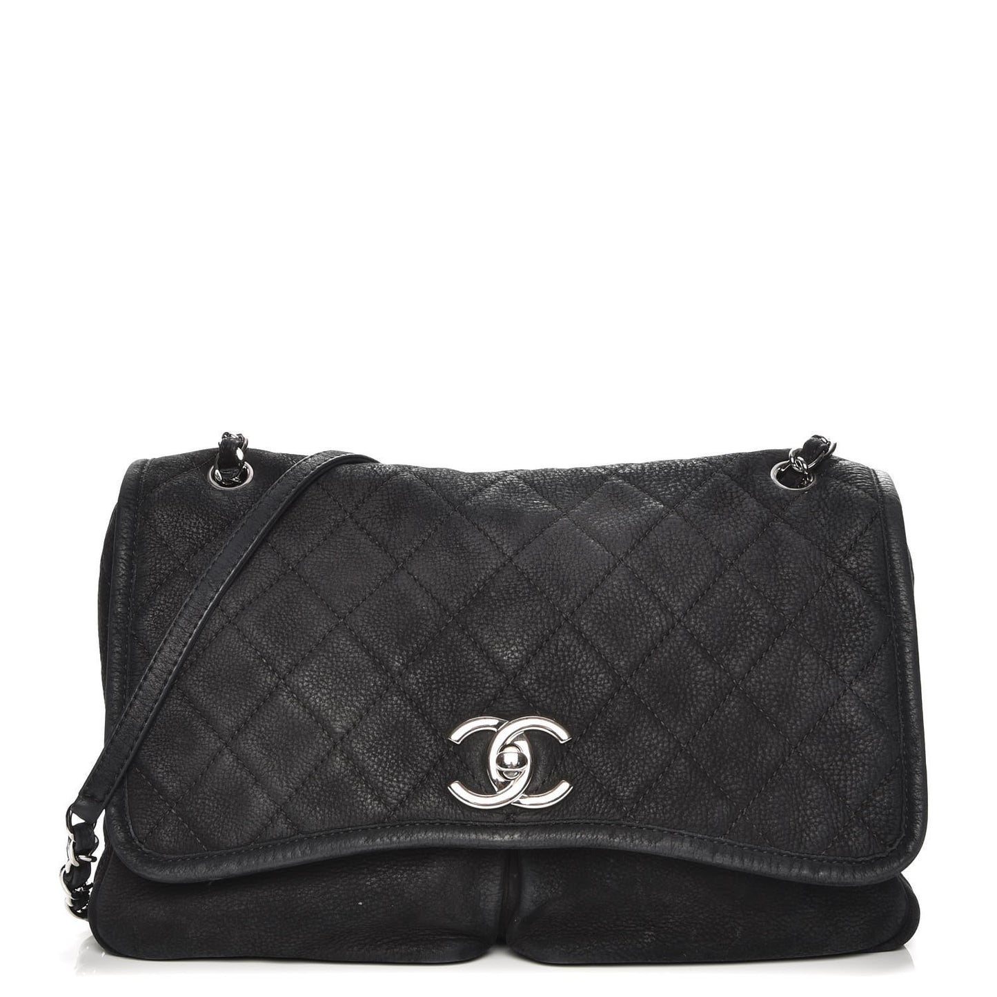 Ultra Soft Suede Calfskin Large Natural Beauty Flap Black