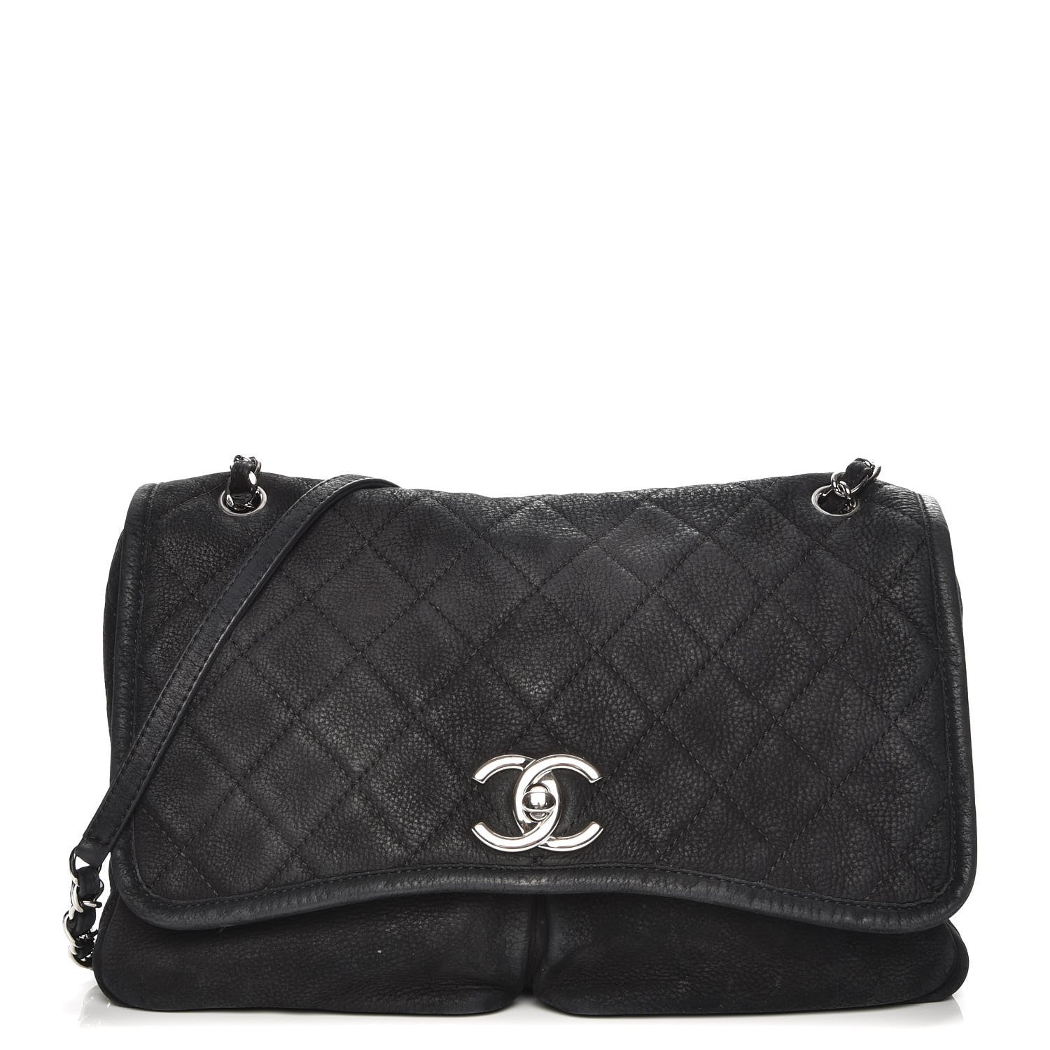 Chanel Ultra Soft Suede Calfskin Large Natural Beauty Flap Black 1 of 7