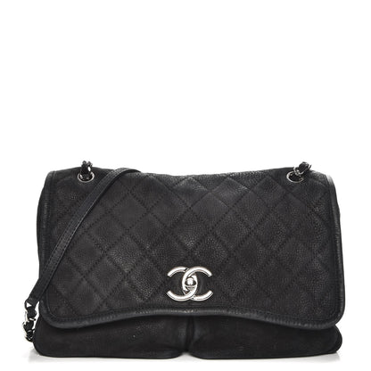 Chanel Ultra Soft Suede Calfskin Large Natural Beauty Flap Black 1 of 7