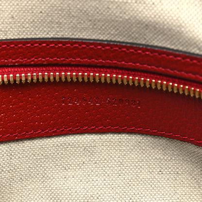 Gucci Textured Dollar Calfskin Web Medium Savoy Duffle Bag Red 6 of 11