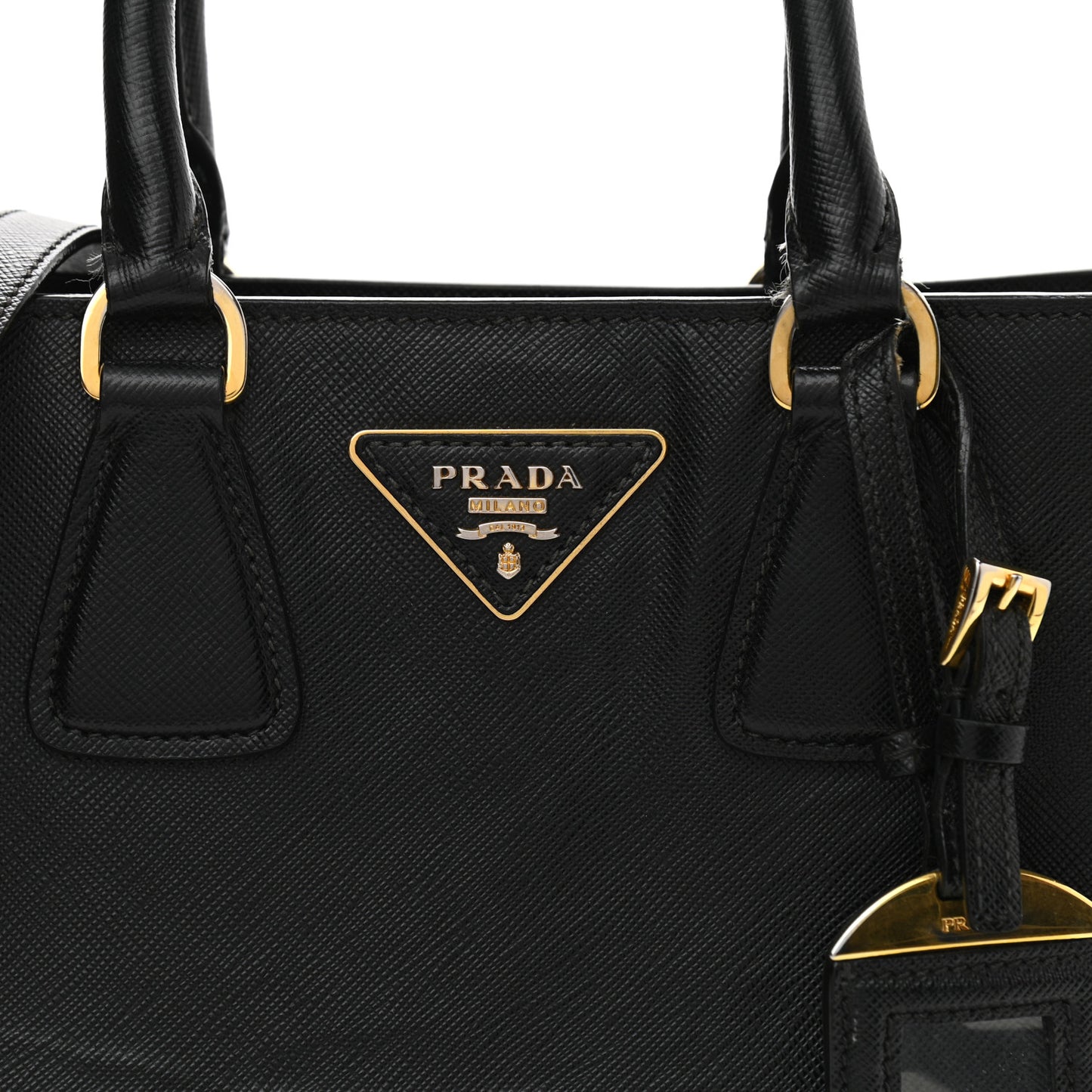 Saffiano Small Galleria Double Zip Tote Black Talco