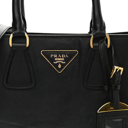 Prada Saffiano Small Galleria Double Zip Tote Black Talco 7 of 13