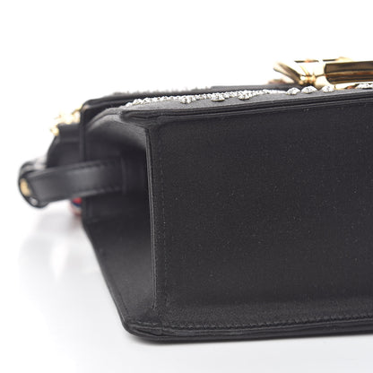 Gucci Satin Crystal Mini Sylvie Top Handle Bag Black 9 of 12