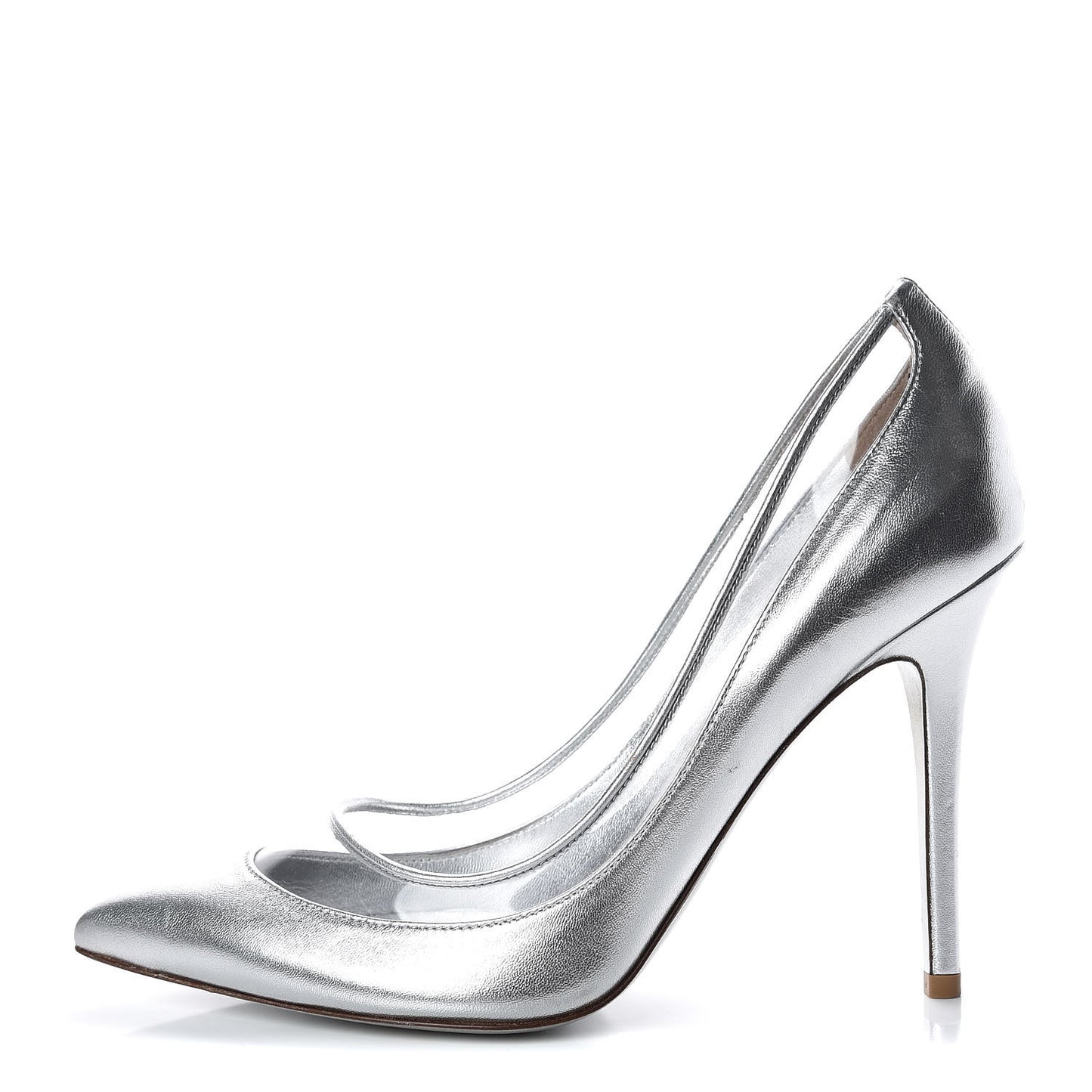 Metallic Nappa PVC Dollybow Pumps 39 Silver