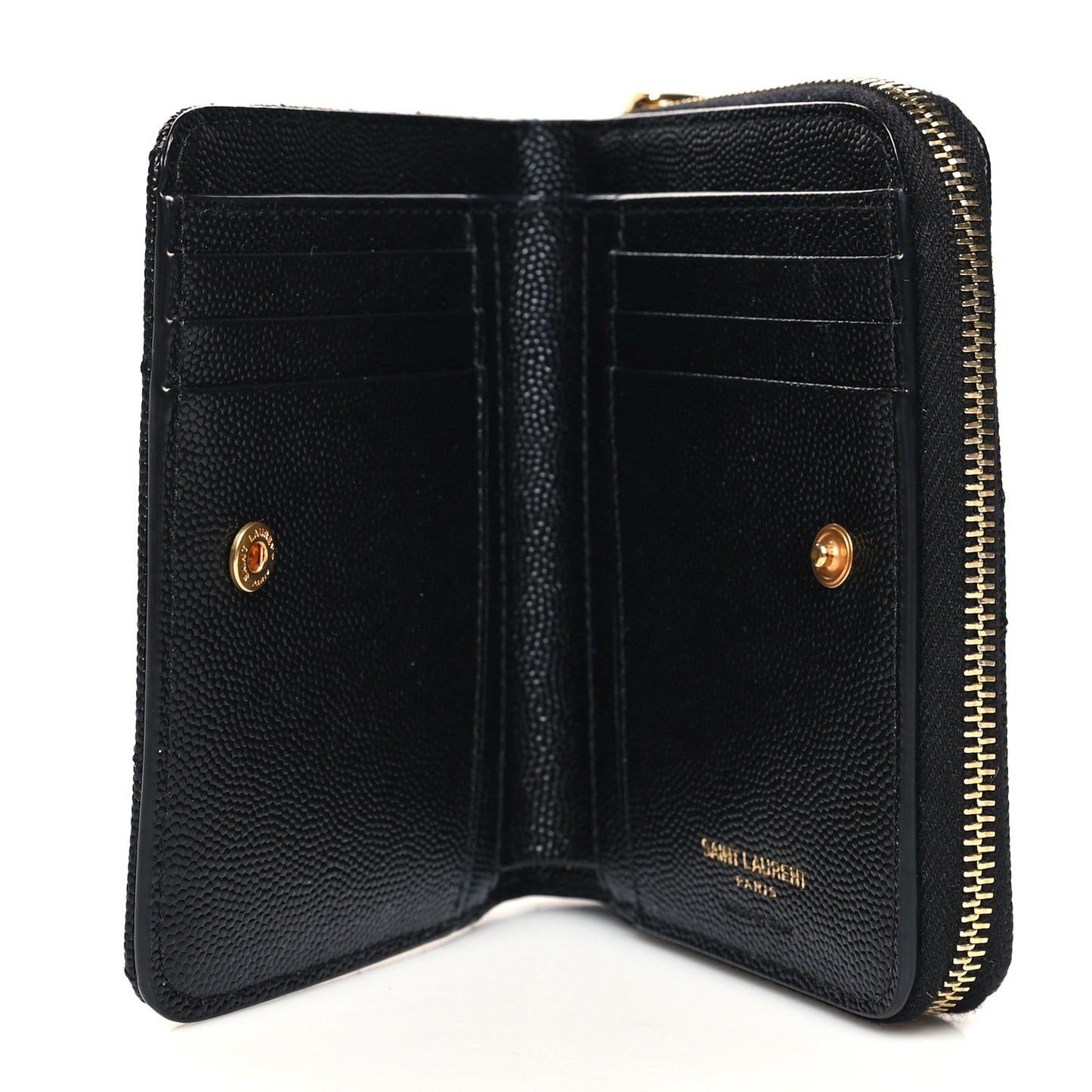 Grain De Poudre Matelasse Chevron Monogram Compact Zip Around Wallet Black