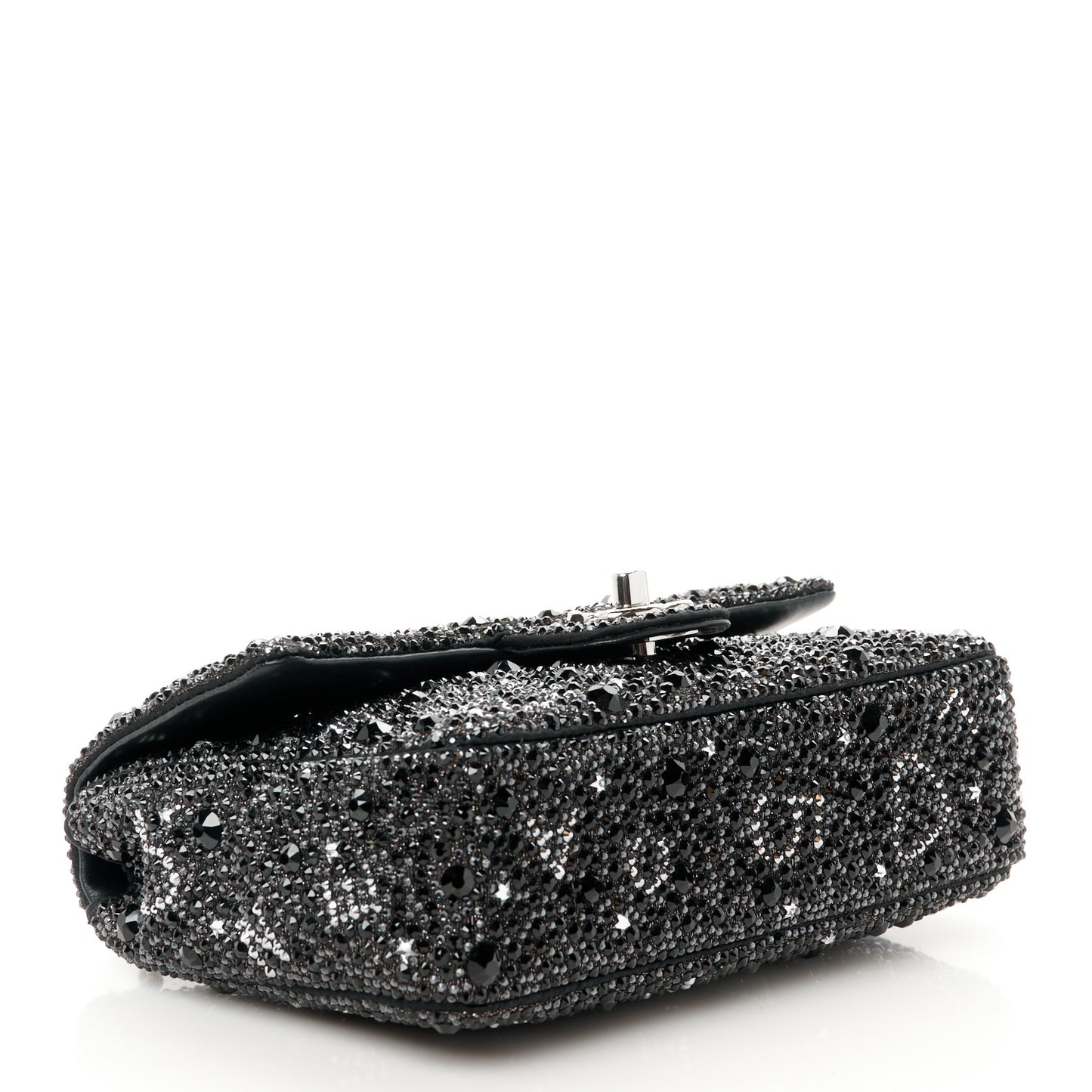 Satin Diamante Lucky Symbols Evening Flap Bag Black