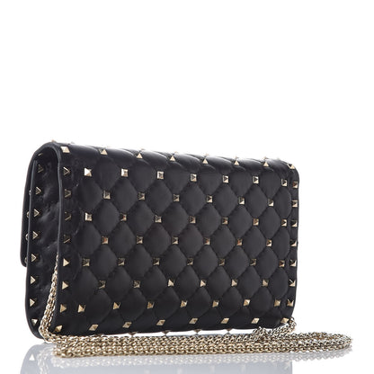 Valentino Garavani Lambskin Rockstud Spike Wallet on Chain Black 3 of 8