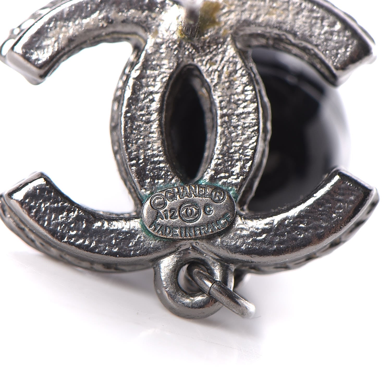 Chanel Ruthenium Bead CC Drop Earrings Black 4 of 4