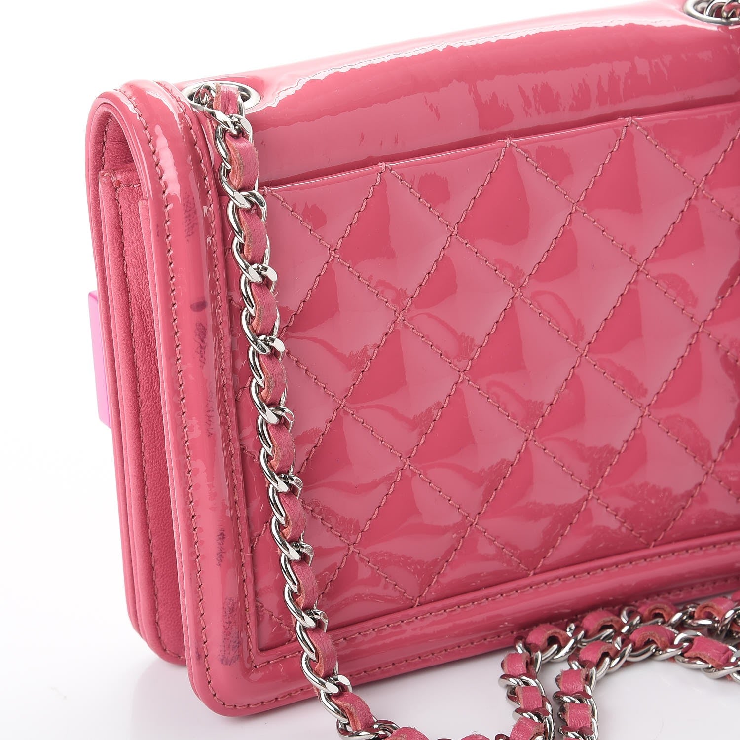 Chanel Plexiglass Patent Mini Boy Brick Flap Orange Pink 10 of 17
