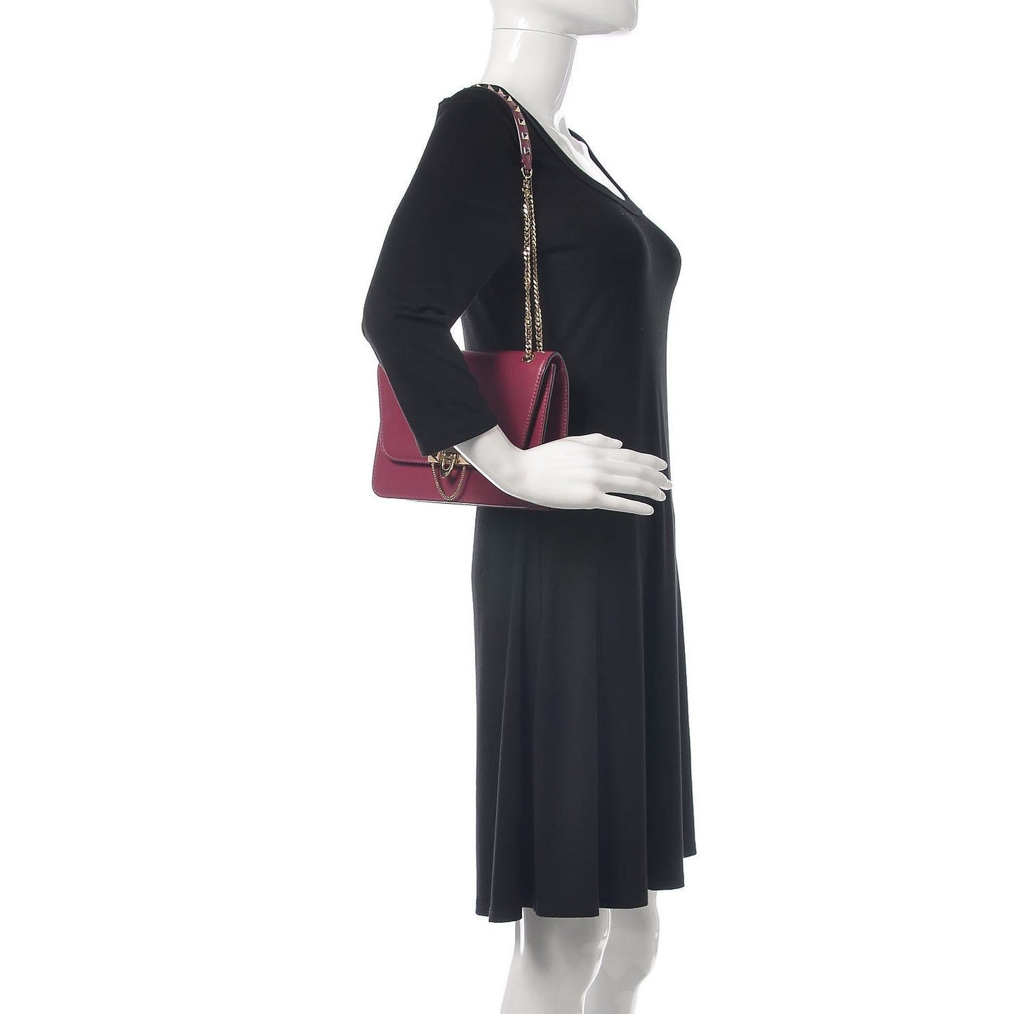 Vitello Small Rockstud Demilune Shoulder Bag Grape