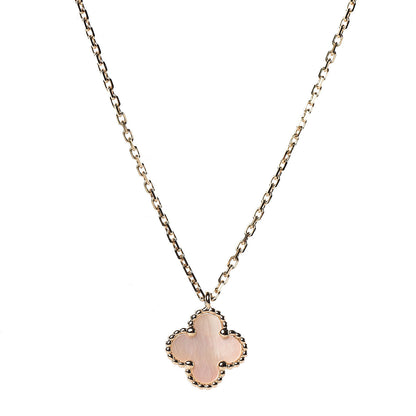 Van Cleef & Arpels 18K Yellow Gold Mother of Pearl Sweet Alhambra Pendant Necklace 4 of 6