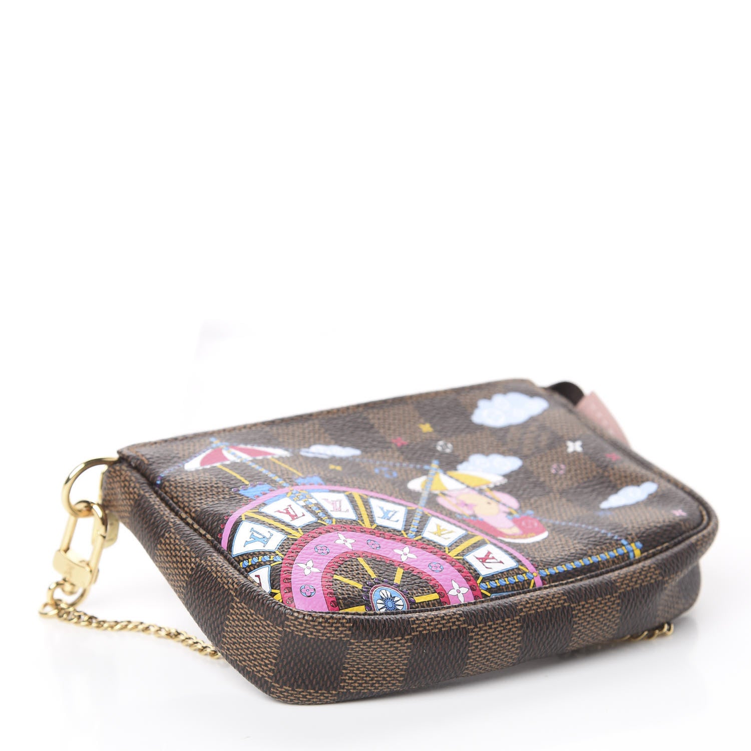Louis Vuitton Damier Ebene 2020 Christmas Animation Big Wheel Mini Pochette Accessories Rose Ballerine 3 of 6