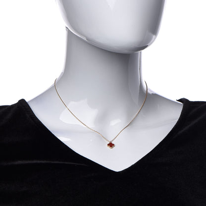 Van Cleef & Arpels 18K Rose Gold Carnelian Sweet Alhambra Pendant Necklace 2 of 7