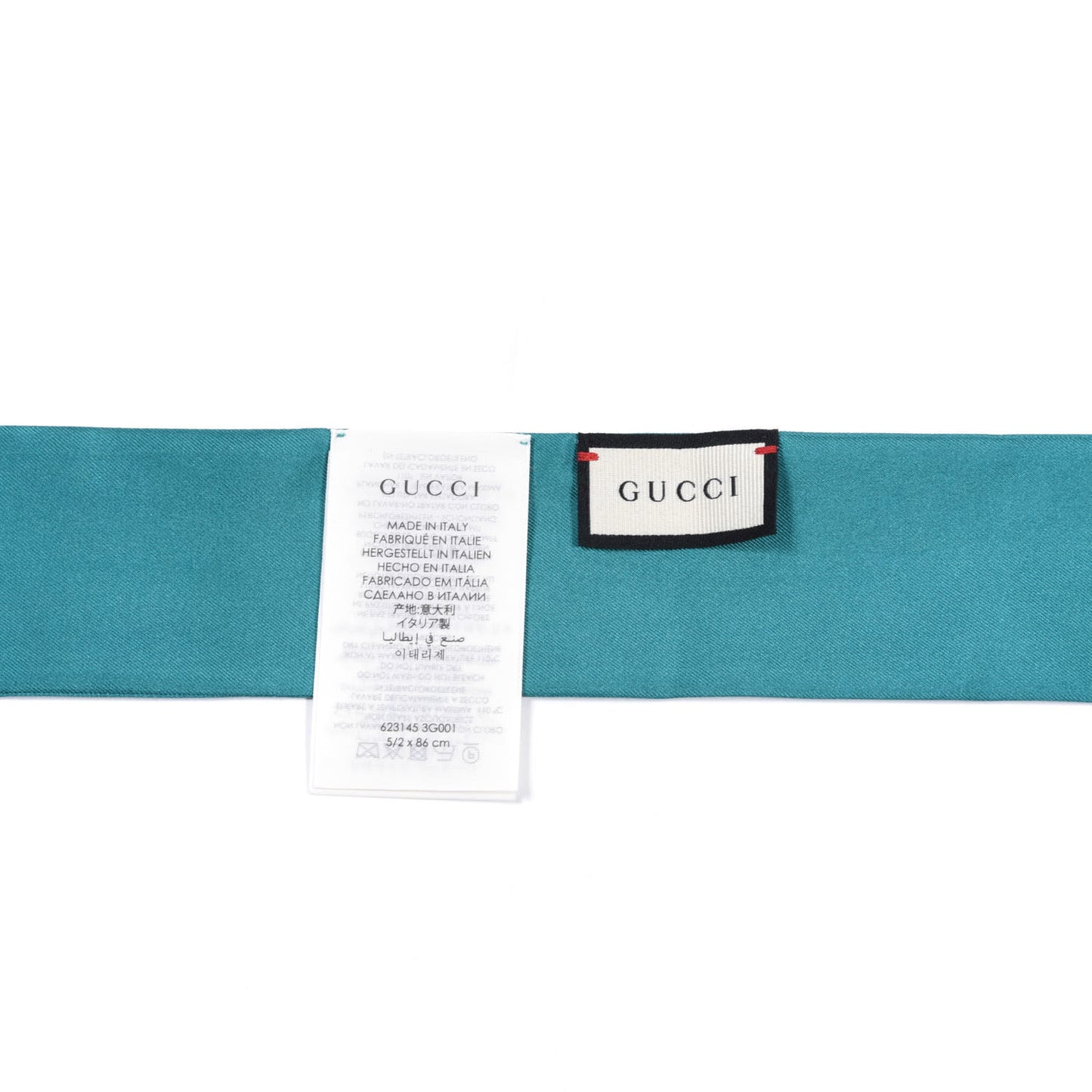 Silk Twill Gasmique Neck Bow Scarf Turquoise Blue