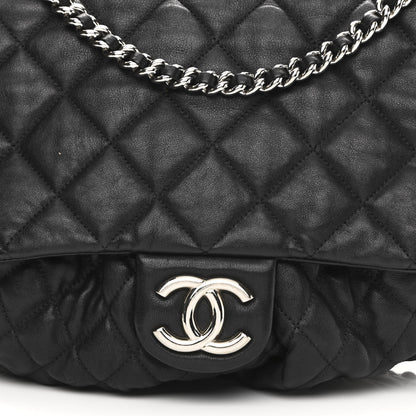 Chanel Washed Lambskin Quilted Large Chain Around Messenger Black 8 of 11