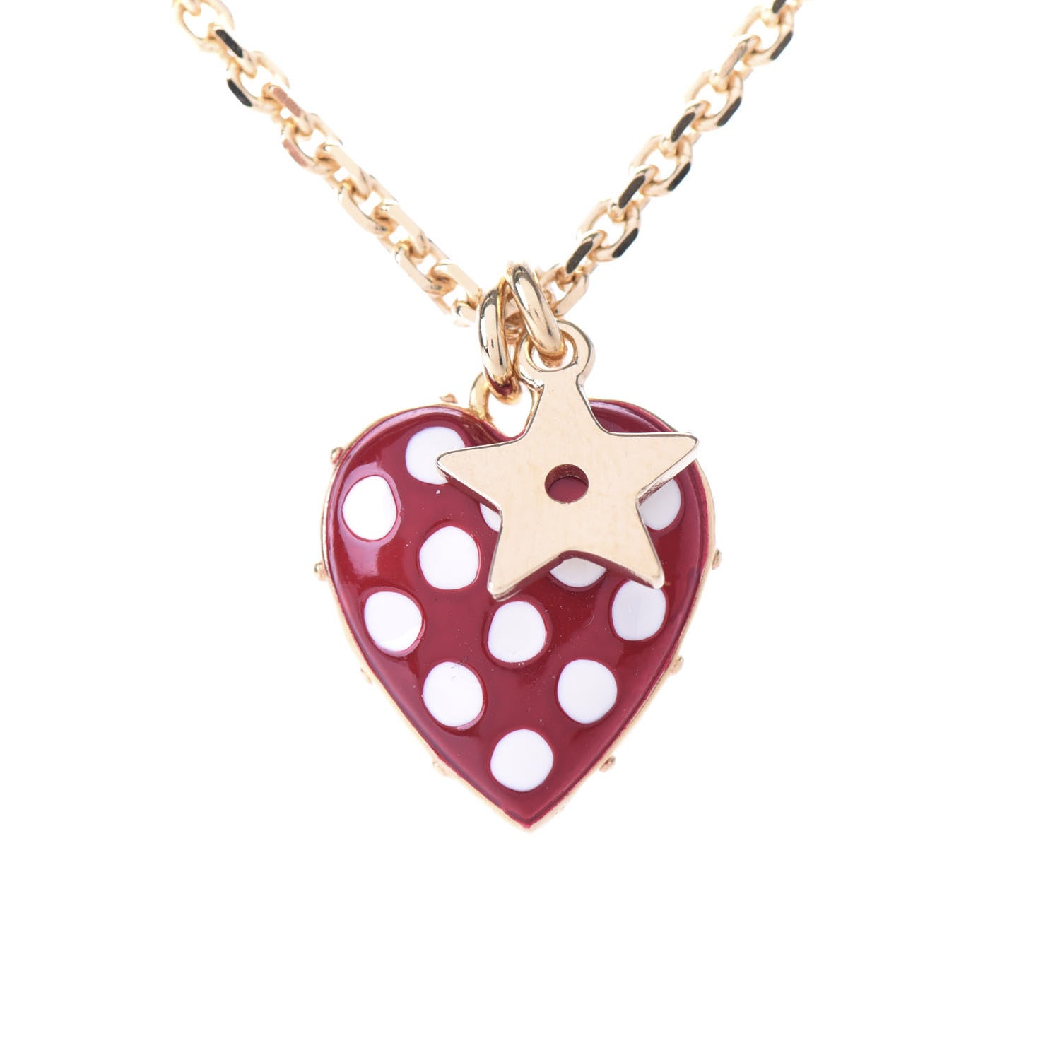 Christian Dior Metal Dioramour Necklace Gold Red 4 of 6