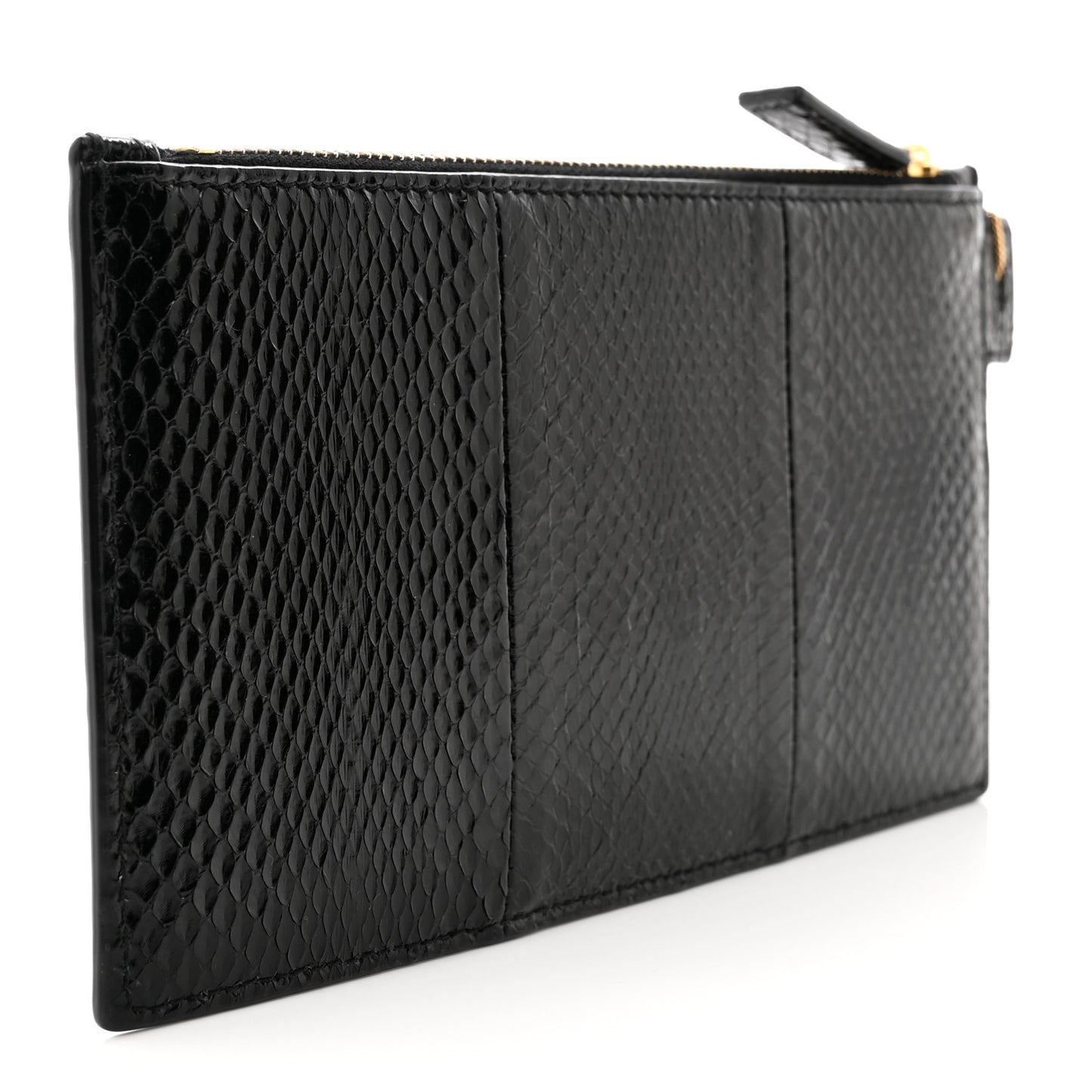 SAINT LAURENT Snakeskin Pouch With Chain Black