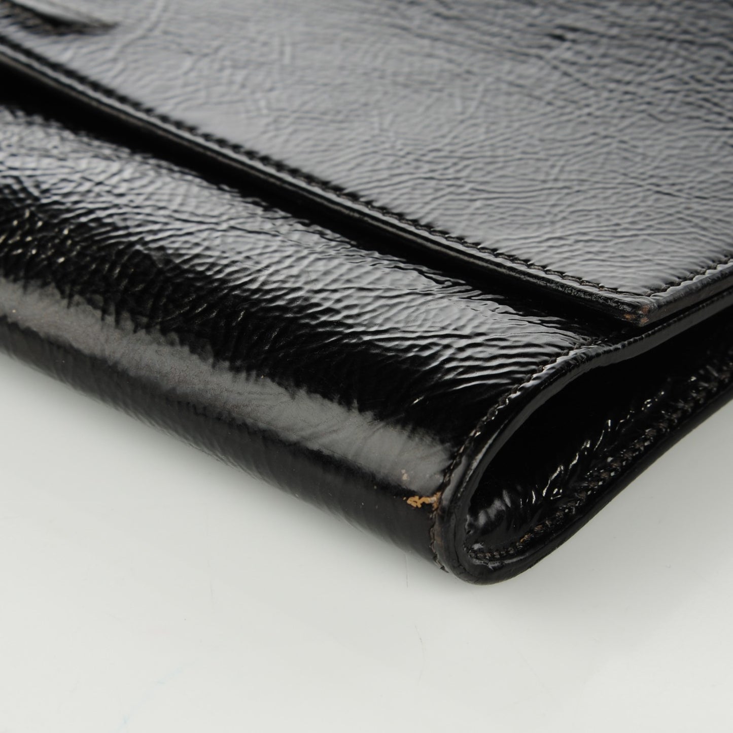 Textured Patent Monogram Large Belle De Jour Clutch Black