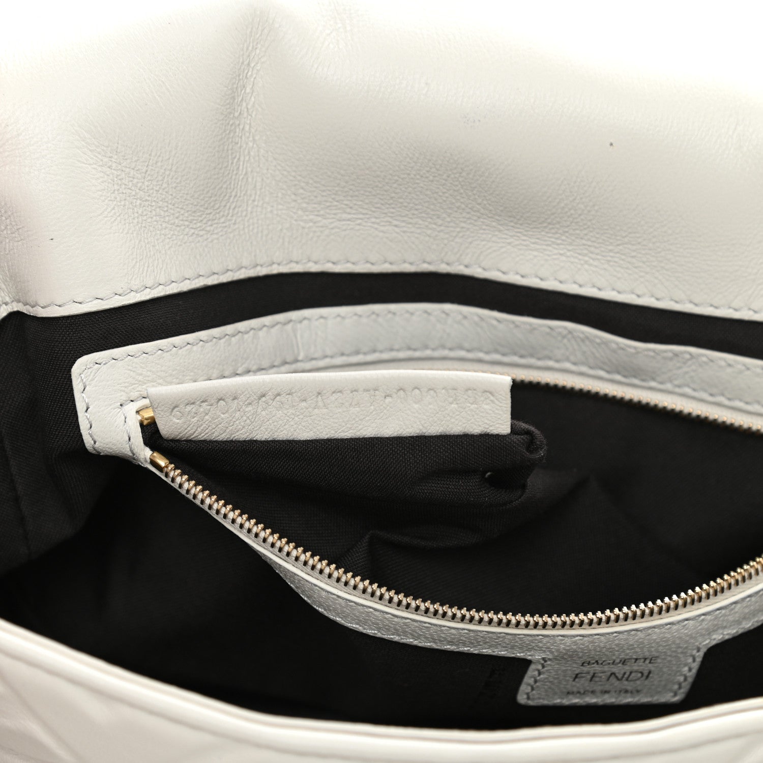 Fendi Nappa FF 1974 Embossed Baguette White 7 of 18