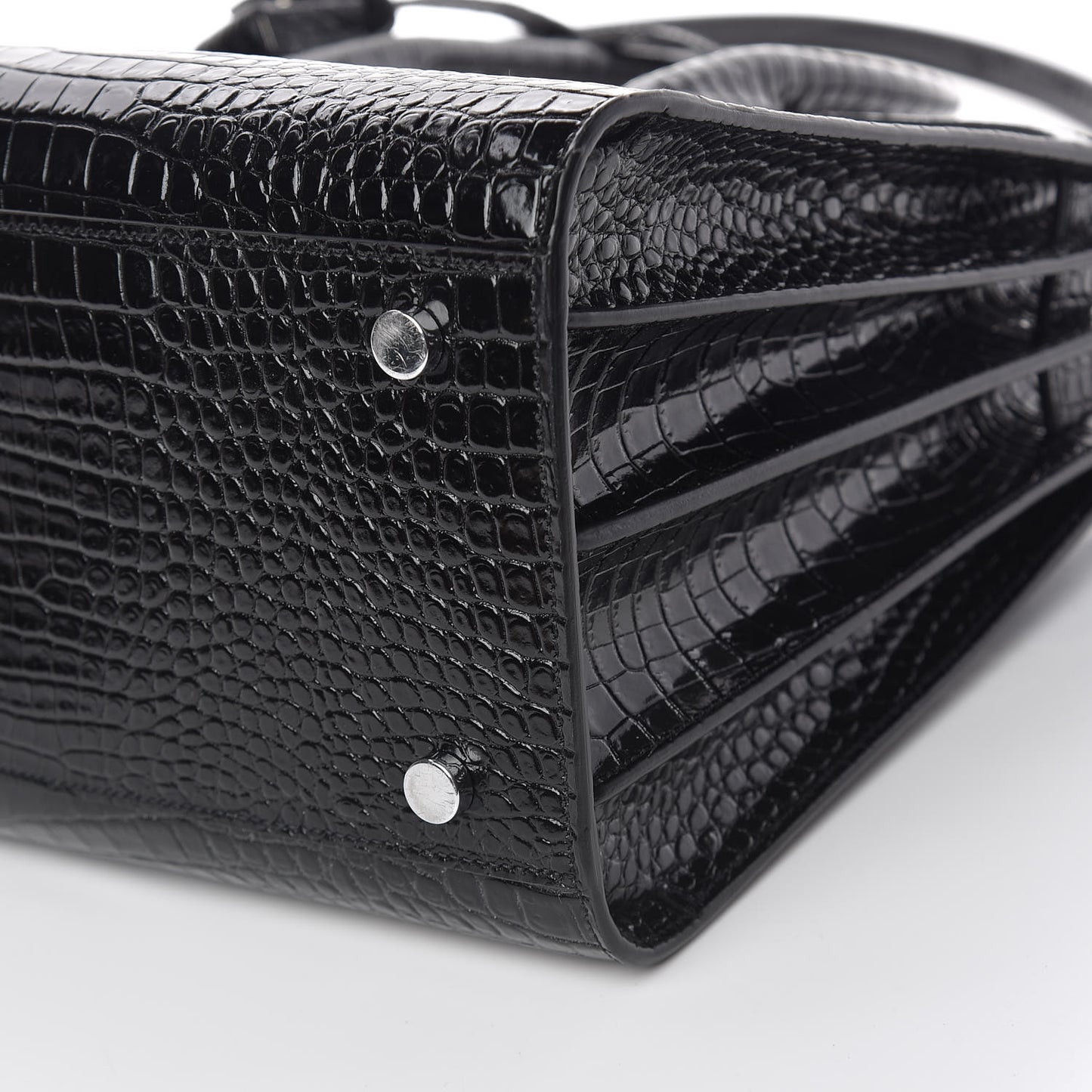 Calfskin Crocodile Embossed Small Sac de Jour Black