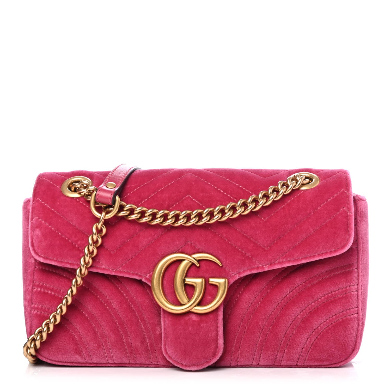 Gucci Velvet Matelasse Small GG Marmont Shoulder Bag Light Raspberry Rose 1 of 4
