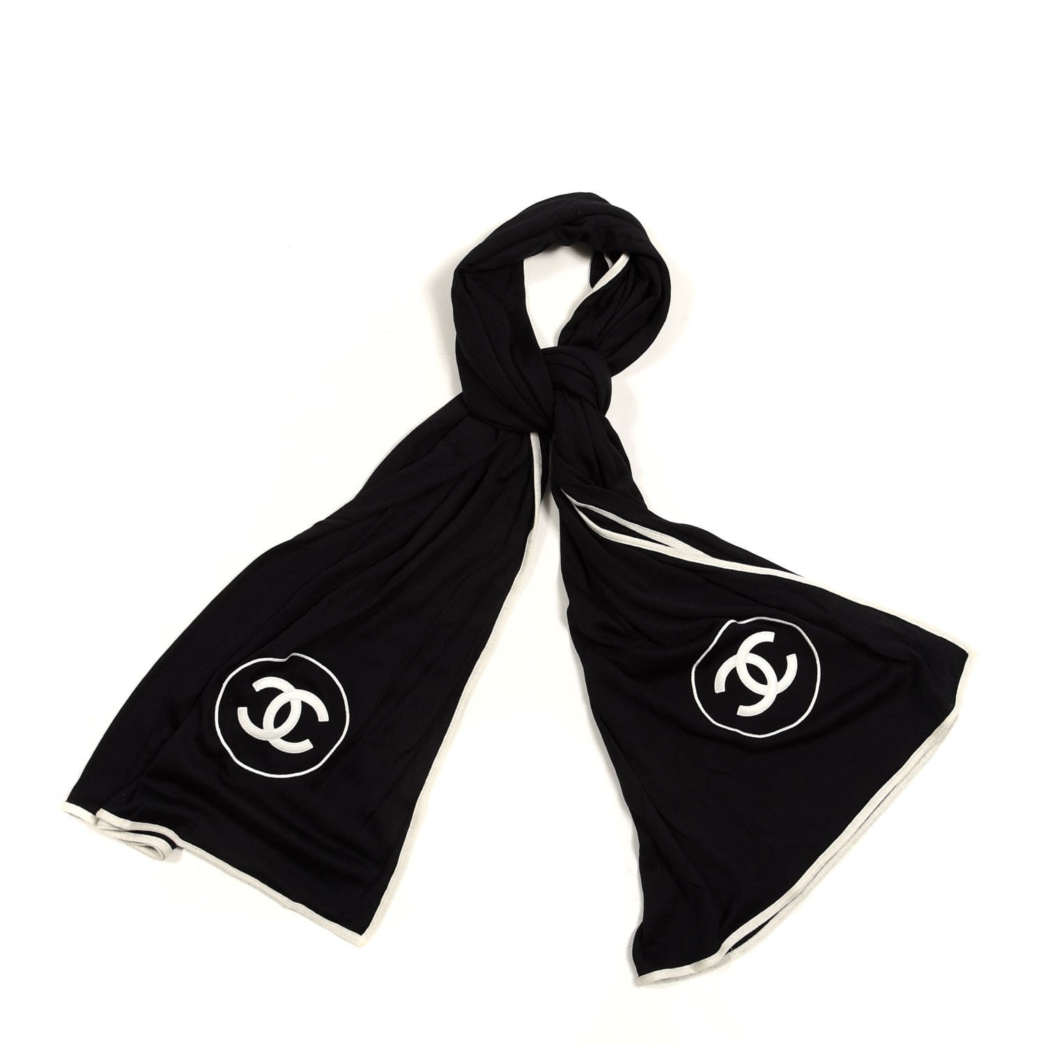 Chanel Cashmere Silk CC Scarf Black 1 of 4
