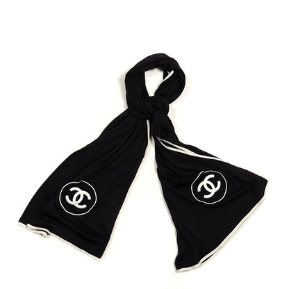 Chanel Cashmere Silk CC Scarf Black 1 of 4