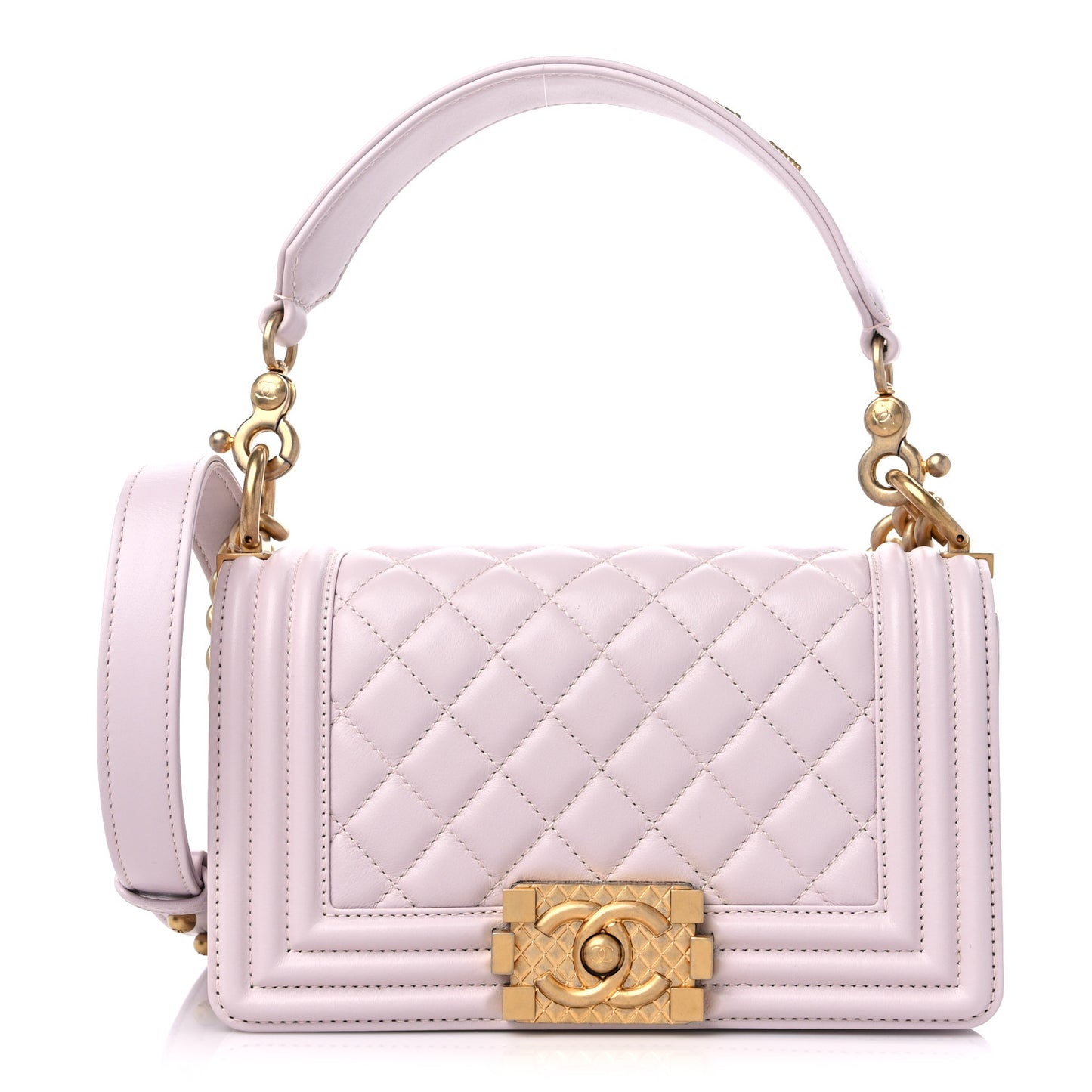Calfskin Small Boy Logo Top Handle Flap Lilac