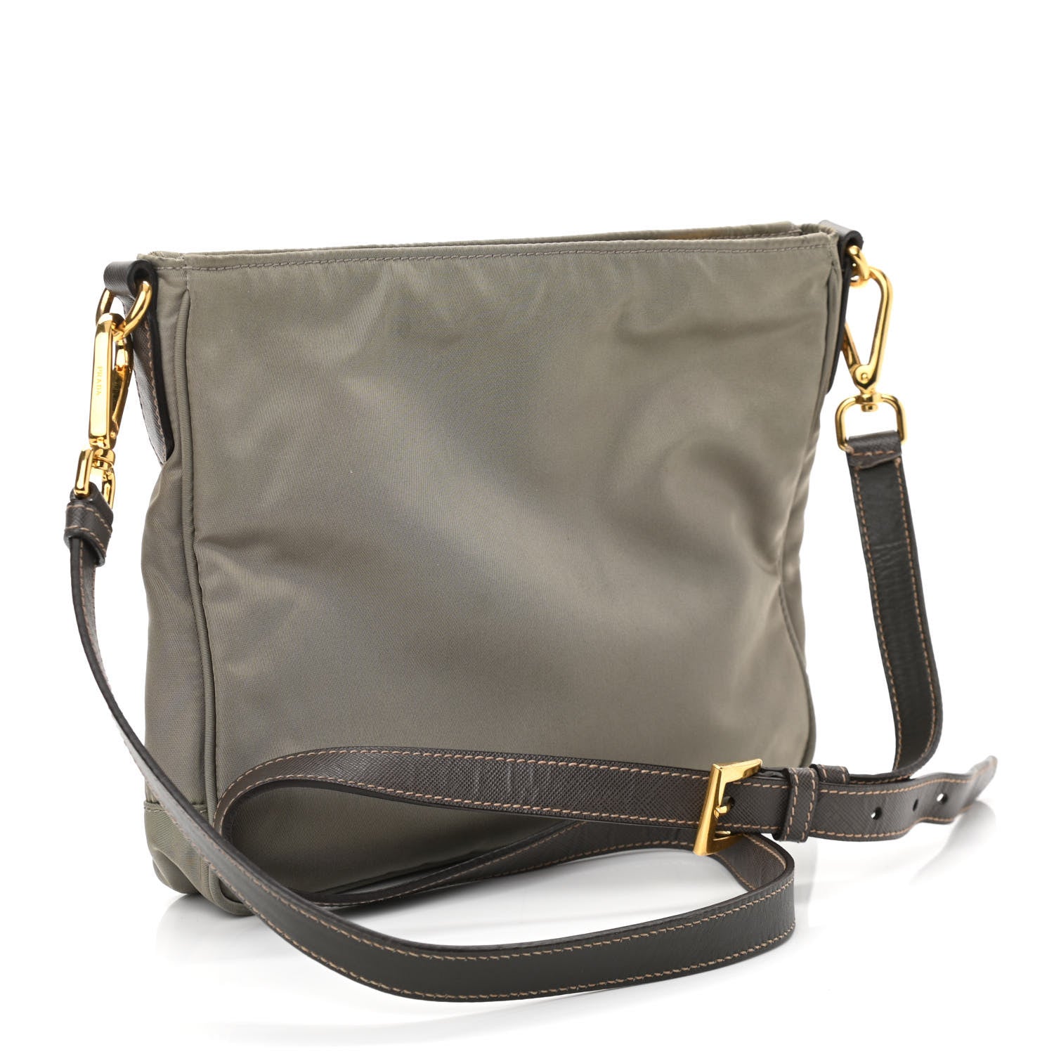 Prada Tessuto Nylon Saffiano Crossbody Bag Green 3 of 11