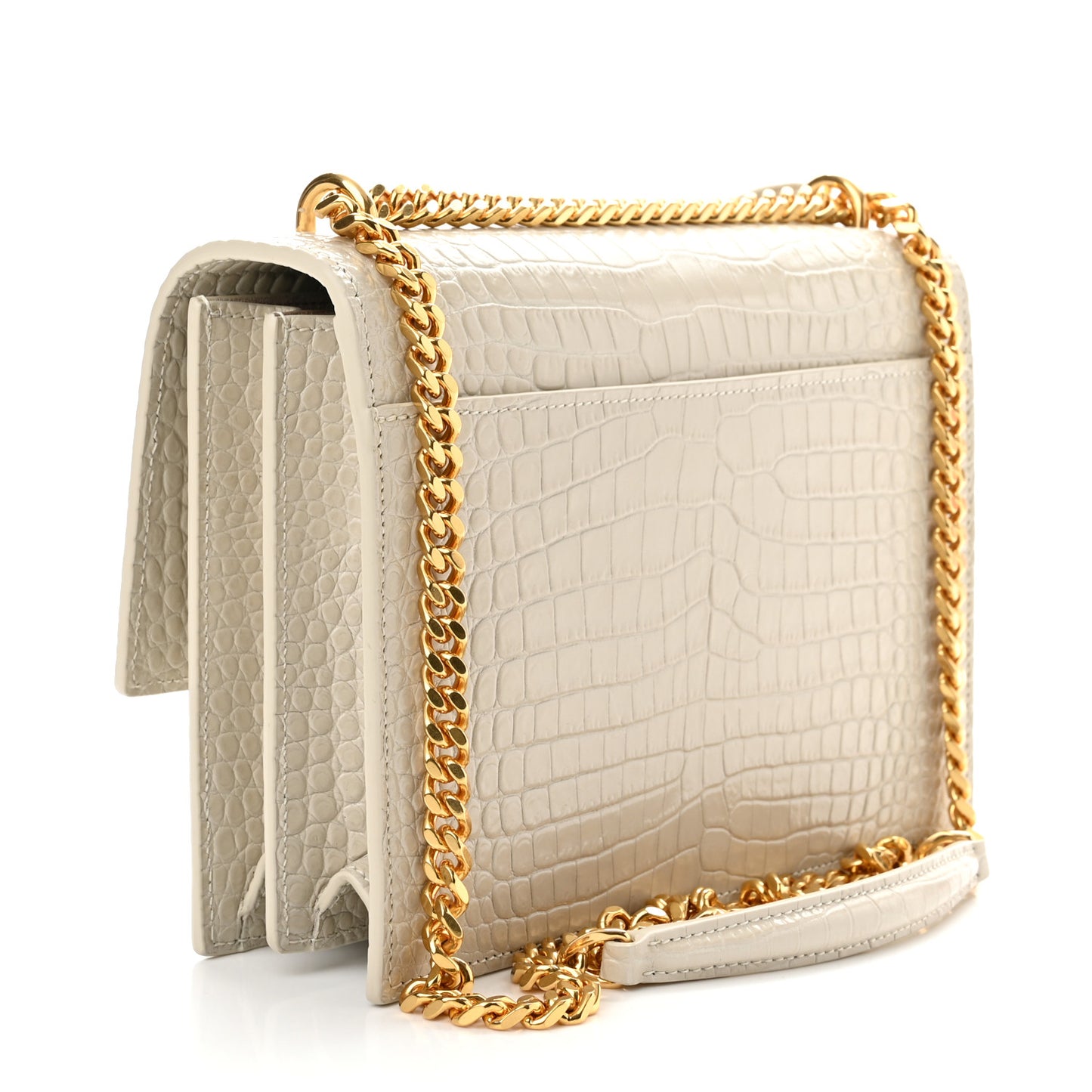 Calfskin Crocodile Embossed Medium Monogram Sunset Blanc Vintage