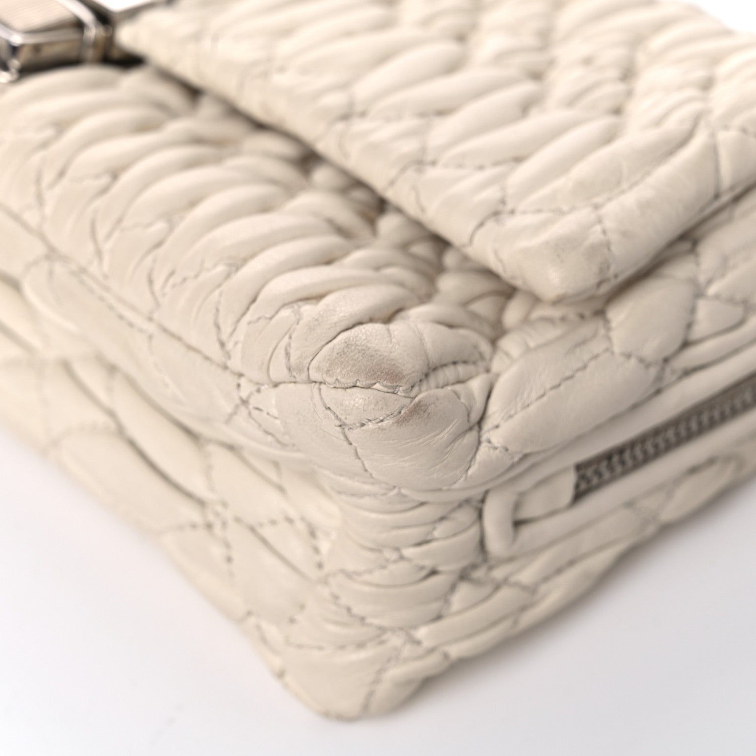 Miu Miu Nappa Matelasse Crystal Shoulder Bag Bianco 9 of 16