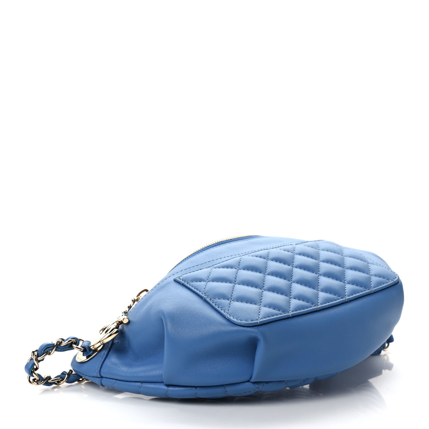 Chanel Crumpled Lambskin Quilted Waist Bag Fanny Pack Blue 4 of 9