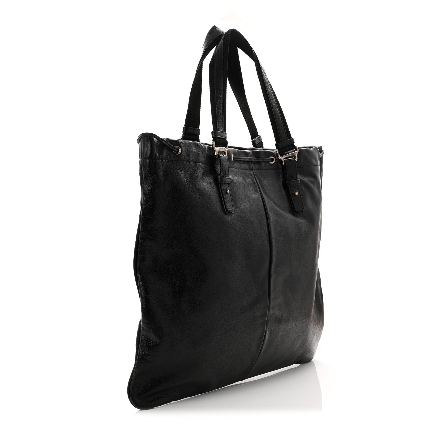 Saint Laurent Calfskin Studded Drawstring Tote Black 3 of 10