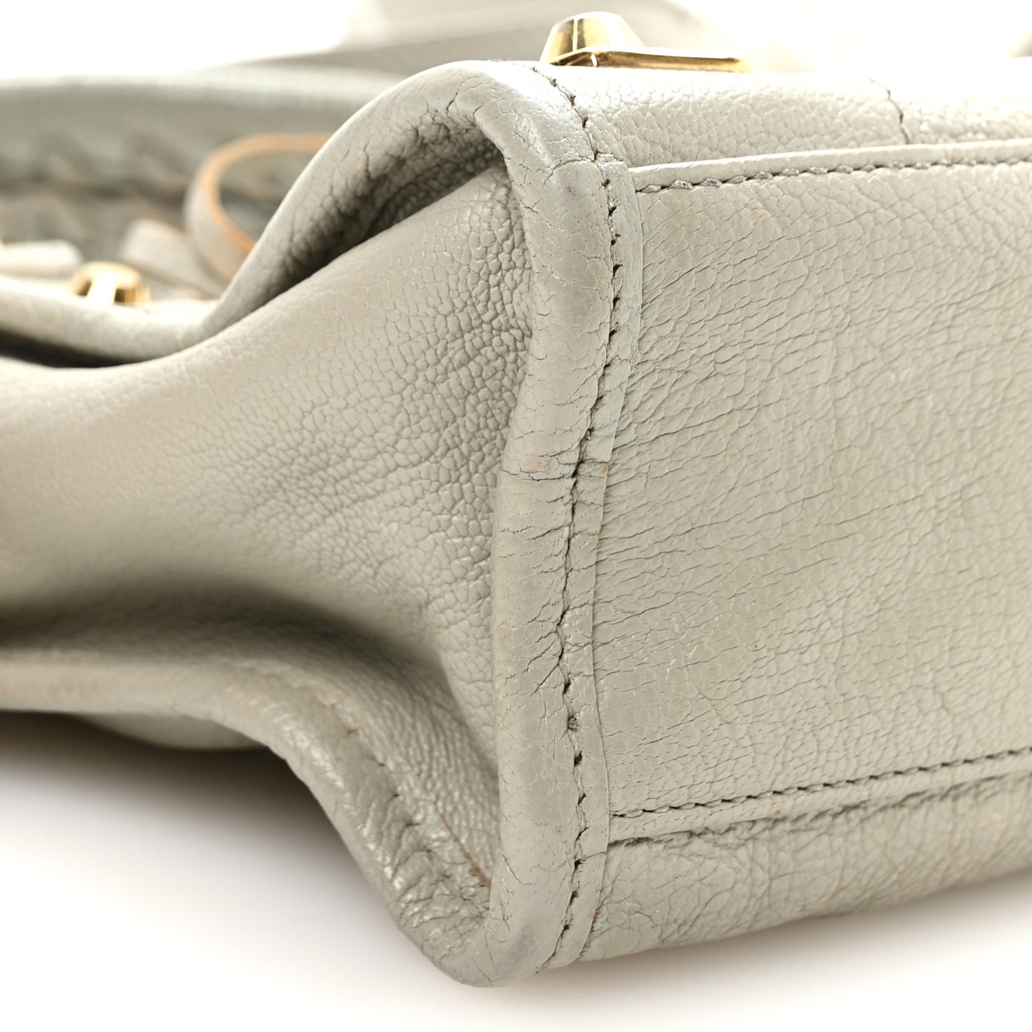 Chevre Gold Metallic Edge Hardware Mini City Gris Glace