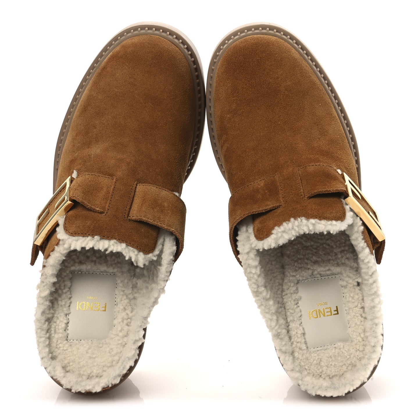 Suede Shearling Clogs 39 Caramel Latte