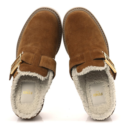 Fendi Suede Shearling Clogs 39 Caramel Latte 2 of 11