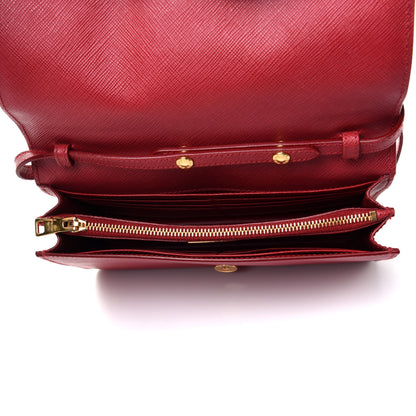 Prada Saffiano Fiocco Bow Flap Wallet Fuoco 4 of 10