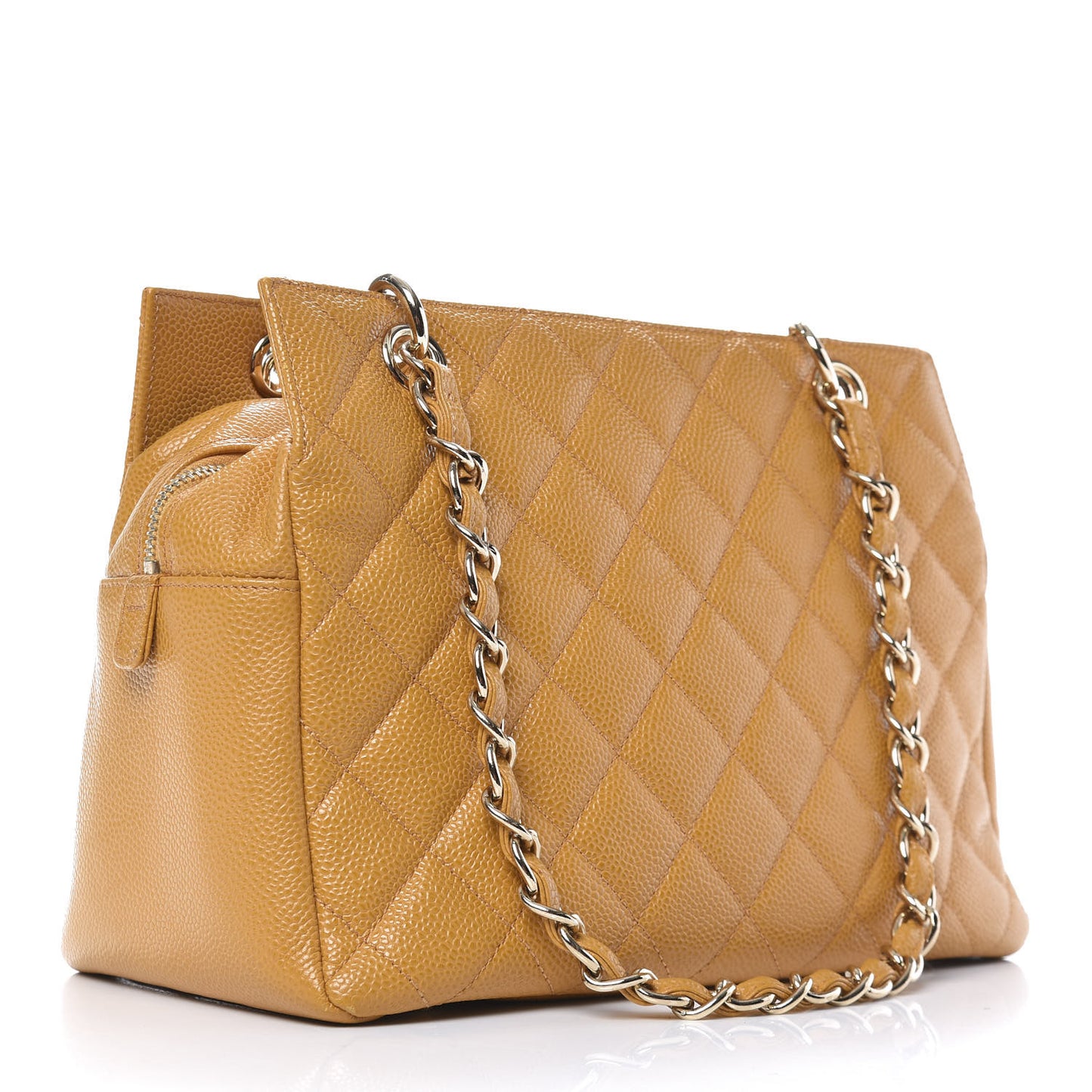 Caviar Quilted Petit Timeless Shopping Tote PTT Ochre