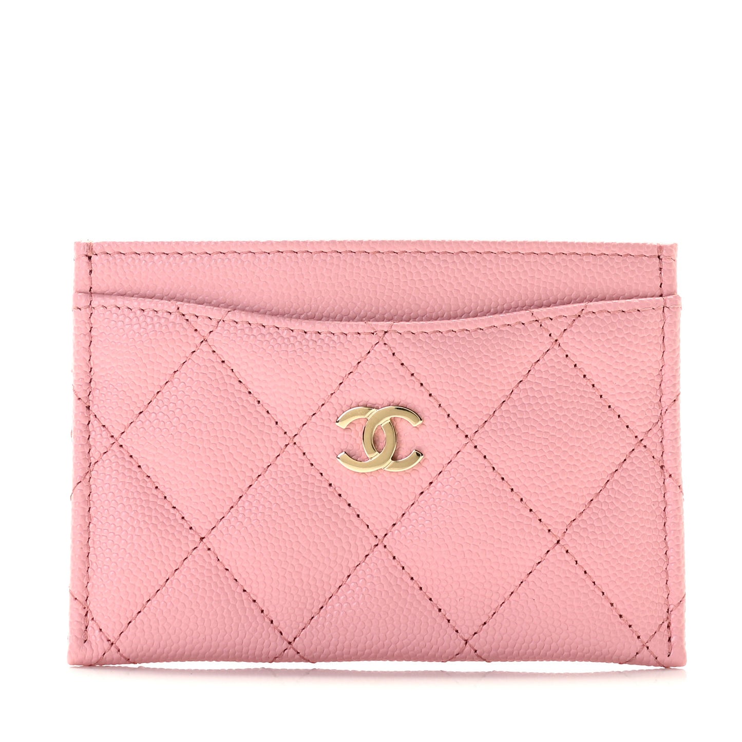 Caviar Quilted Card Holder Pink