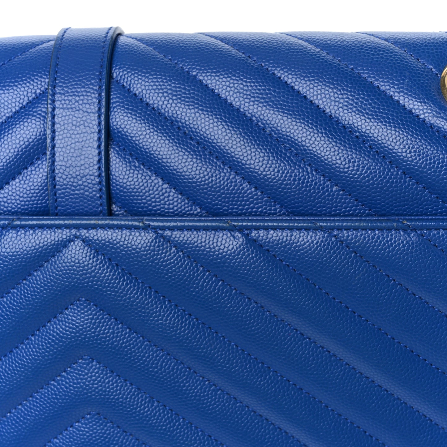 Grain De Poudre Matelasse Chevron Large Monogram Satchel Blue Majorelle
