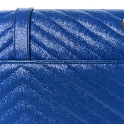 Saint Laurent Grain De Poudre Matelasse Chevron Large Monogram Satchel Blue Majorelle 10 of 10