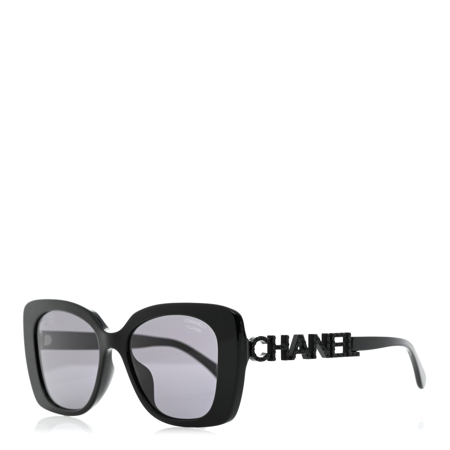 Chanel Acetate Strass Polarized Square Sunglasses 5422-B Black 1 of 8