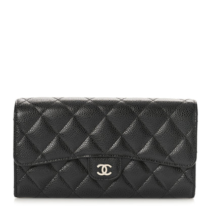 Chanel Caviar Quilted Long Flap Wallet Black 1 of 9