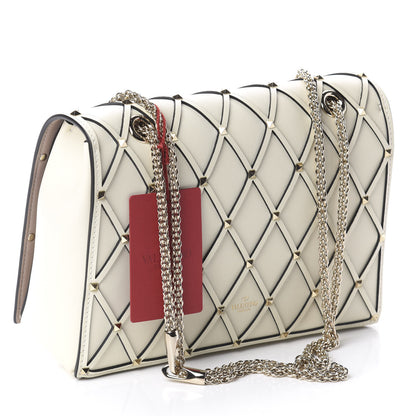 Valentino Garavani Smooth Calfskin Quilted Beehive Shoulder Bag Light Ivory 2 of 8
