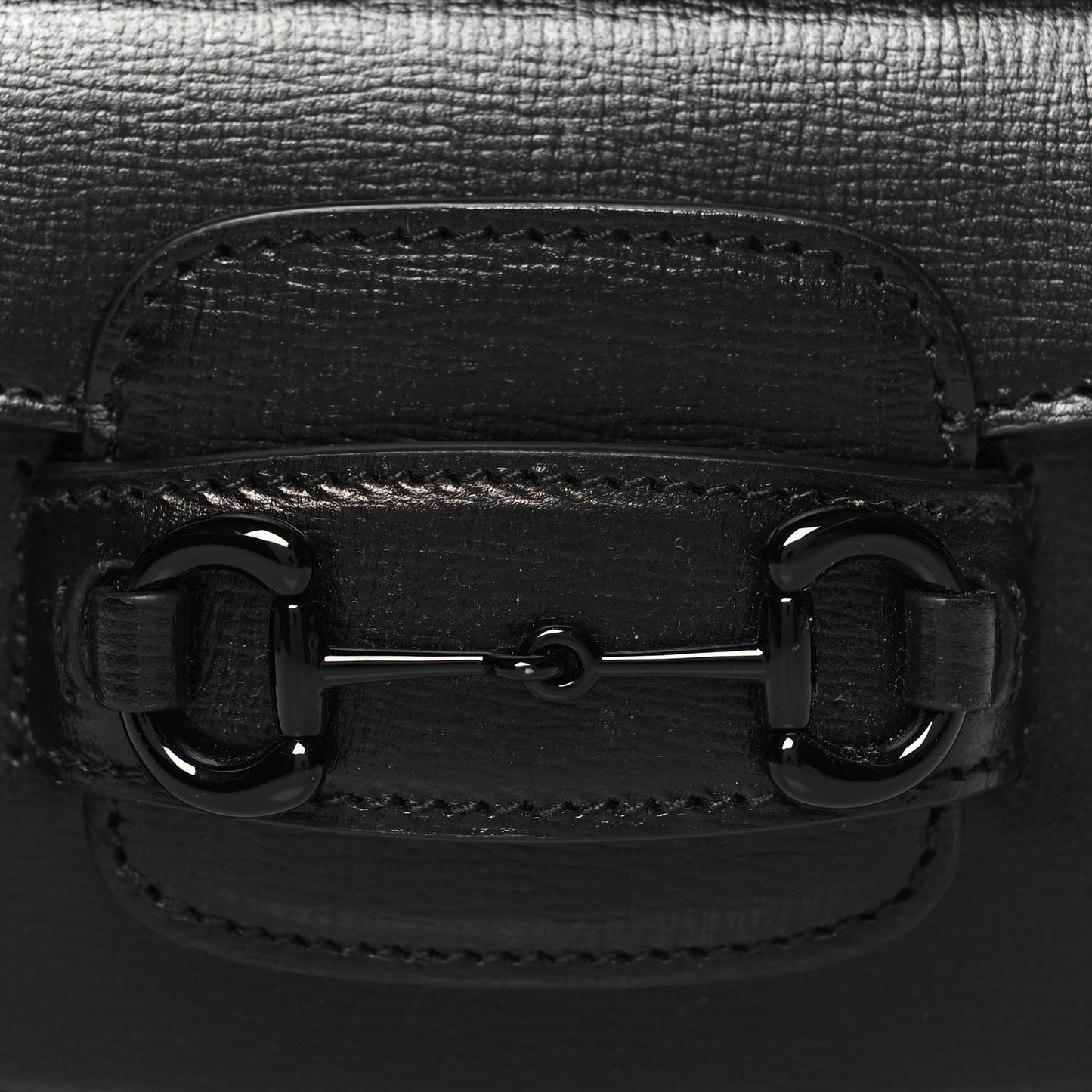 Azalea Calfskin Web Monochrome Horsebit 1955 Wallet On Strap Black