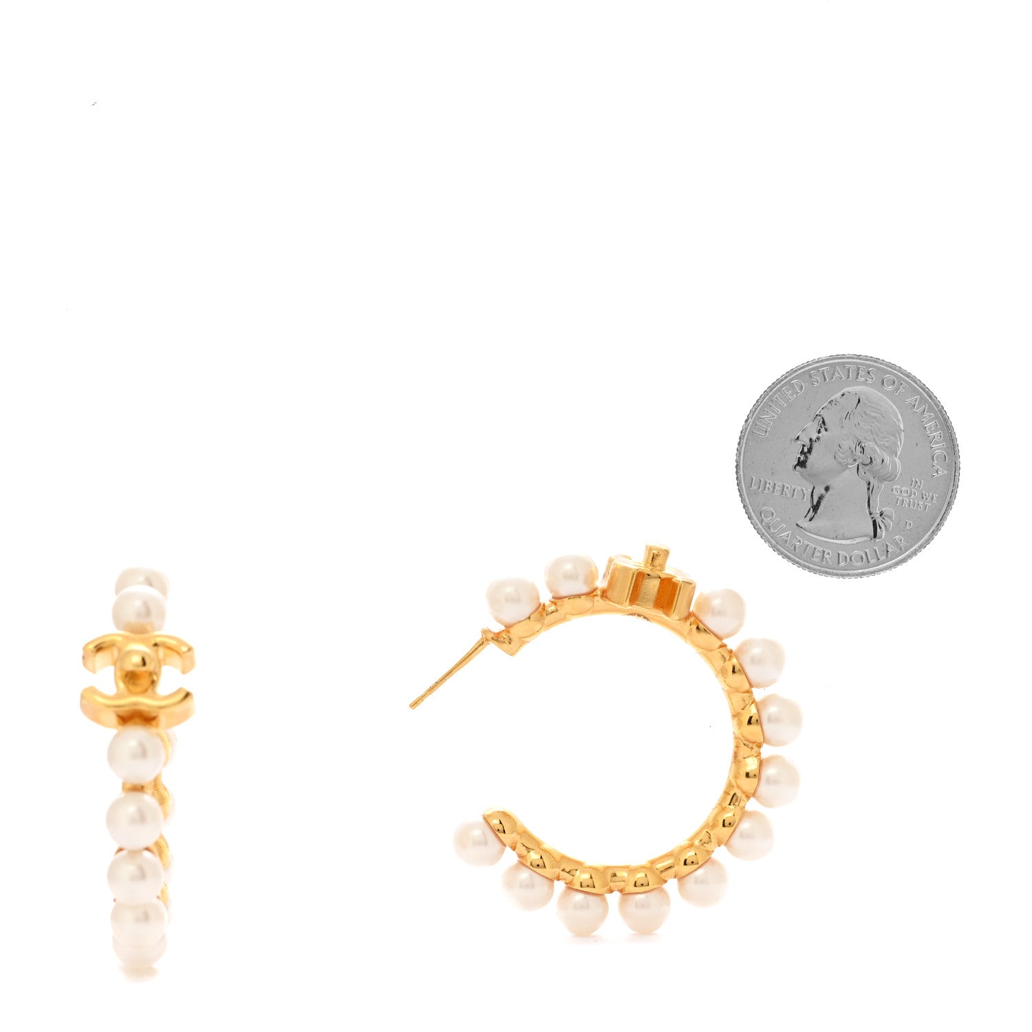 Chanel Pearl CC More Is More Small Hoop Earrings Gold 2 of 5