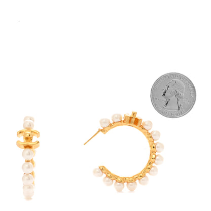 Chanel Pearl CC More Is More Small Hoop Earrings Gold 2 of 5