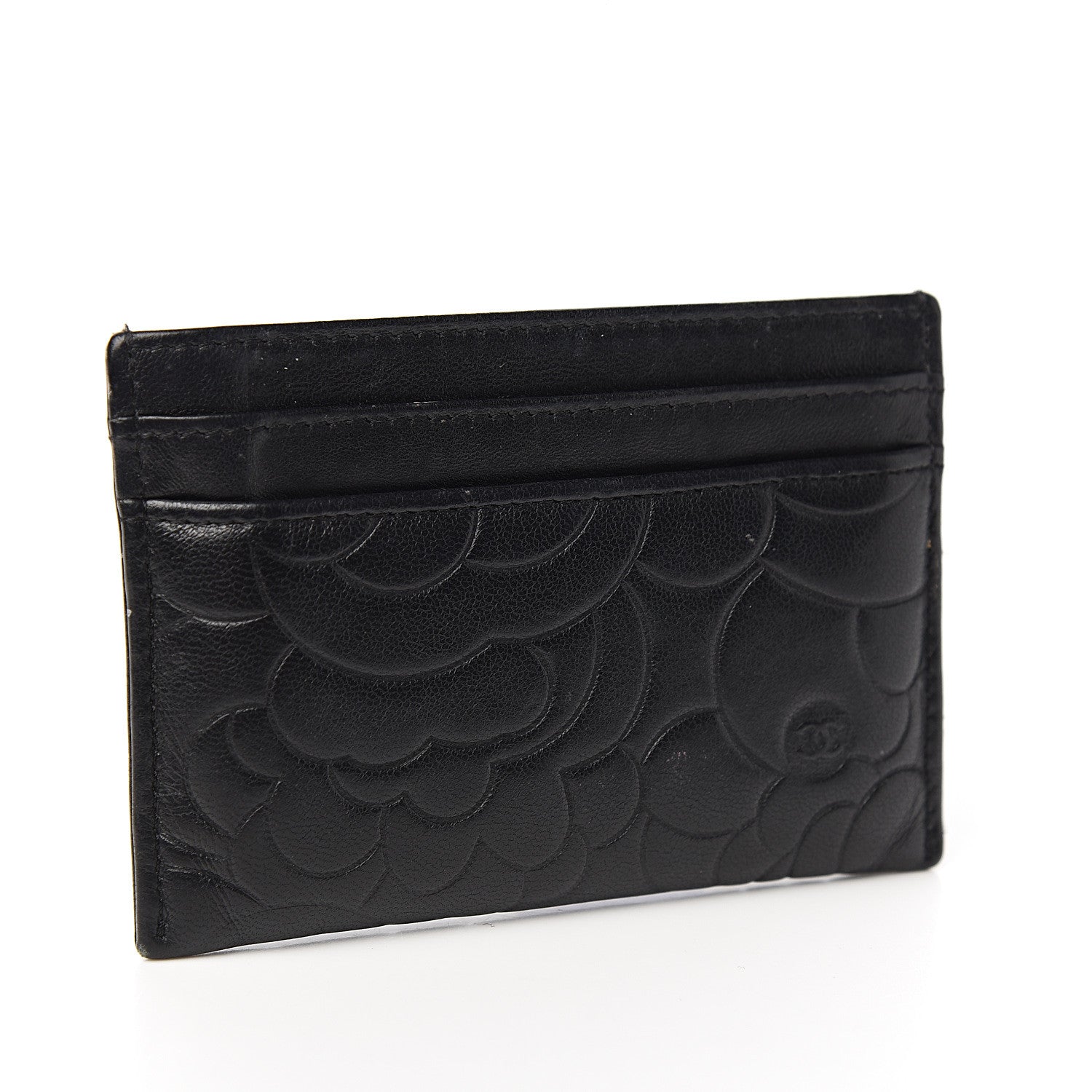 Chanel Lambskin Camellia Embossed Card Holder Black 2 of 7